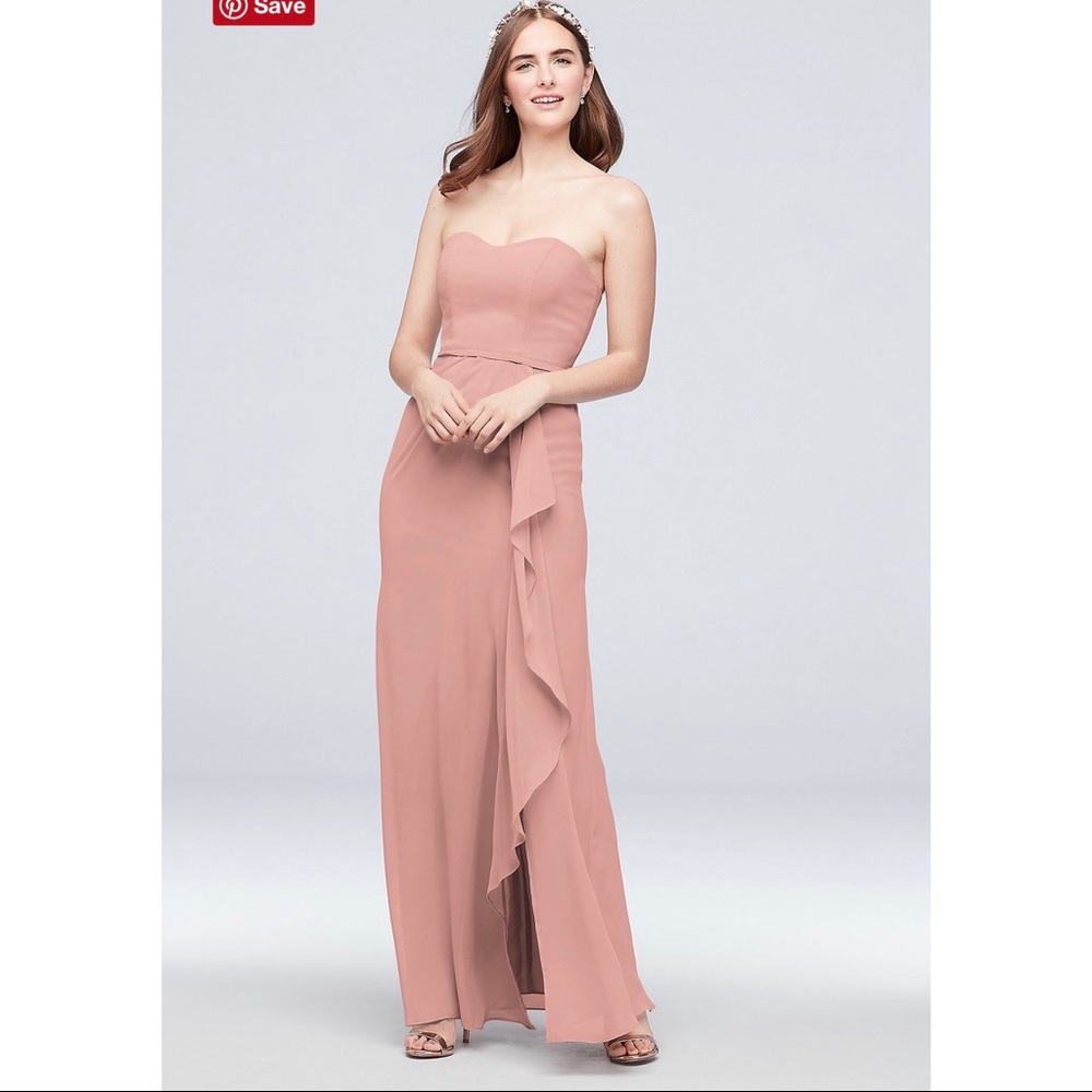 Strapless Pink Bridesmad Dress